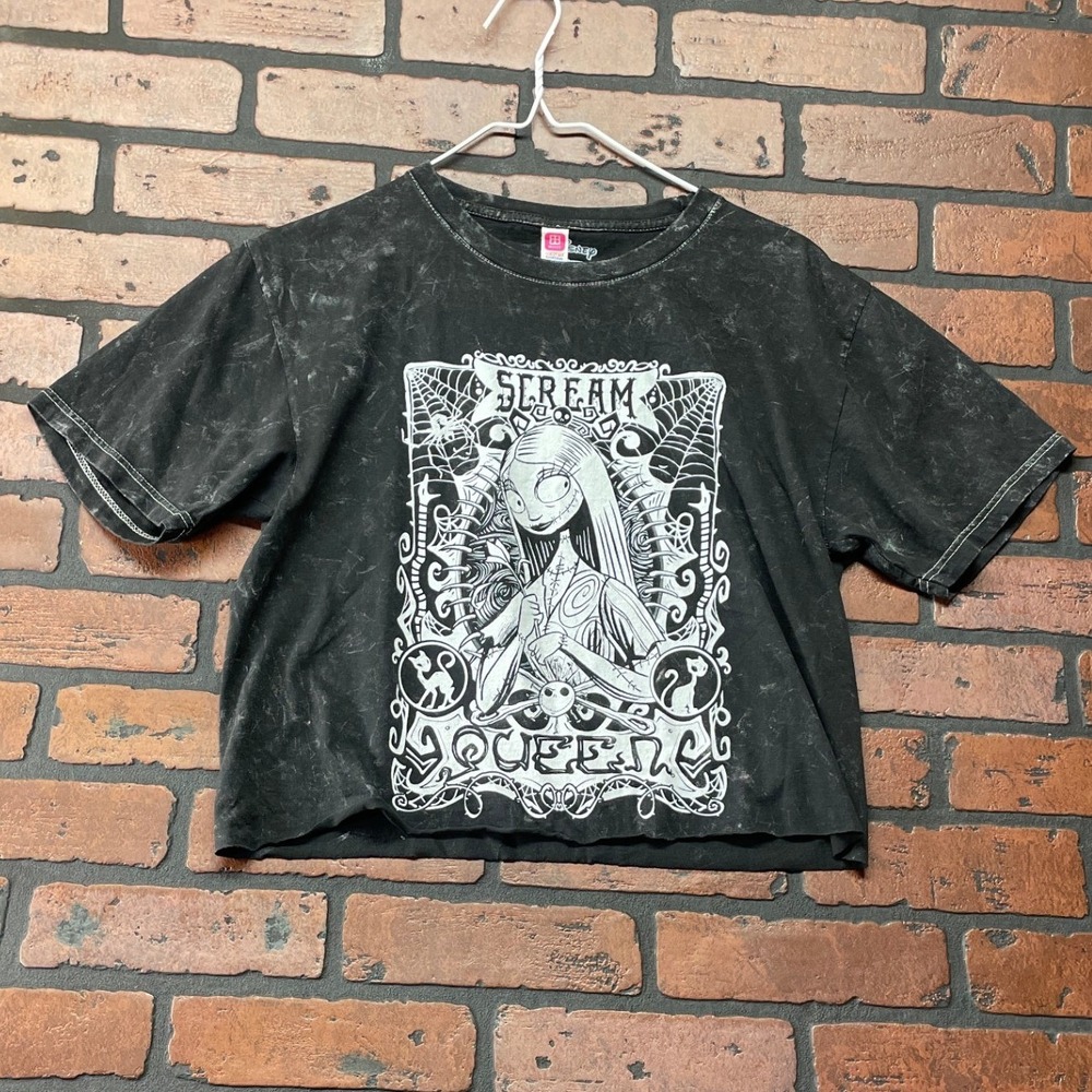 Disney Nightmare‎ Before Christmas Sally Cropped Graphic Mineral Wash Tee S